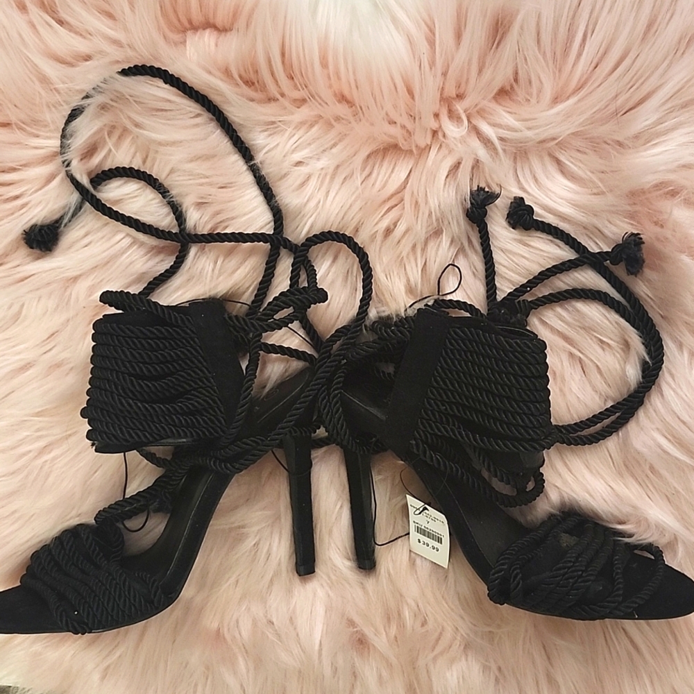 Brand New REVAMPED OPEN TOE WRAP/TIE UP STILETTO HEELS-7